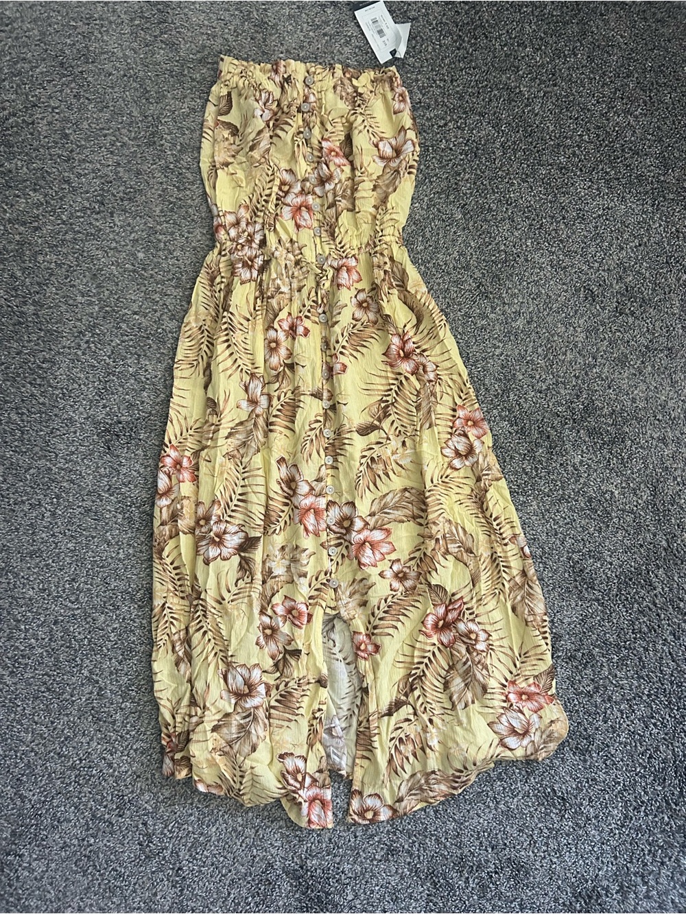NWT Rip Curl Yellow Floral Strapless One-Piece Dress